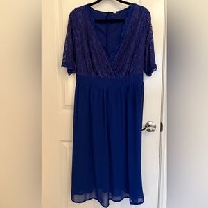 Amazon Elegant Blue Lace Midi Dress 18W